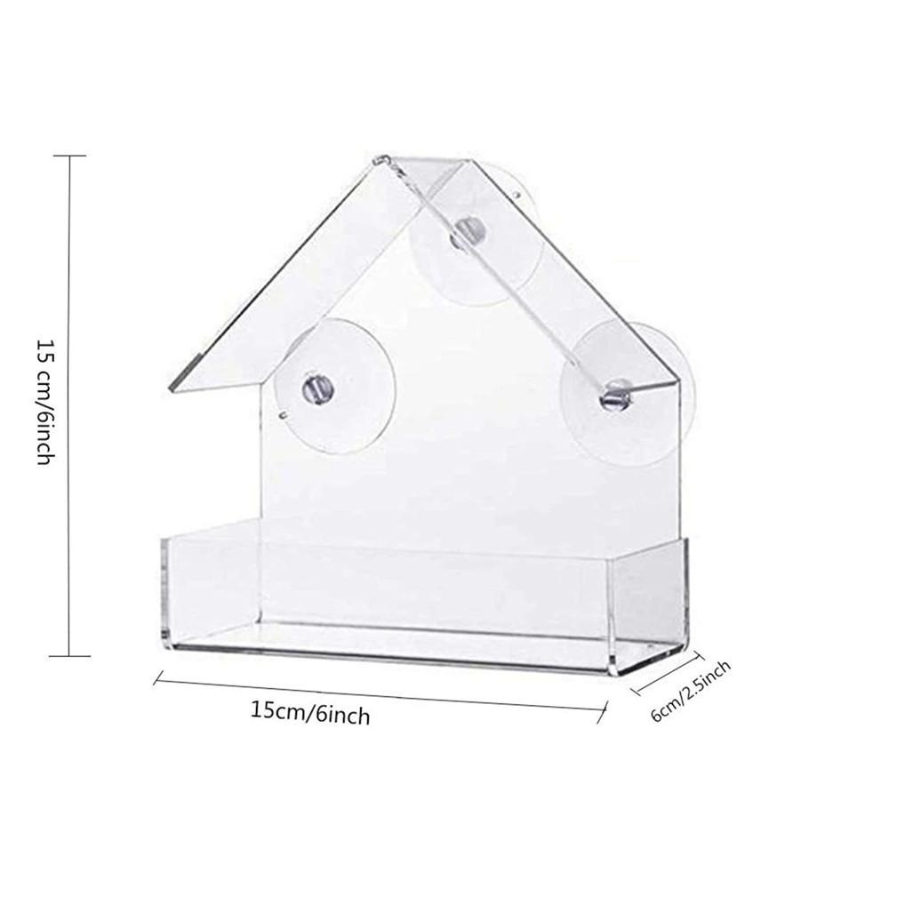 

Кормушка для диких птиц с прозрачным окном, съемные присоски, раздвижной автоматический поддон для корма для птиц, сад, патио, двор transparent