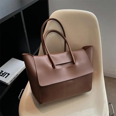 Modische Damen-Umhängetasche, große Kapazität, Handtasche, einfache Retro-Einkaufstasche, einfarbig, hochwertige Tasche