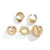 Fashion Color Diamond-Set Gemstone Ring Set, Exaggerated Stacking Of Metal Glossy Open Rings