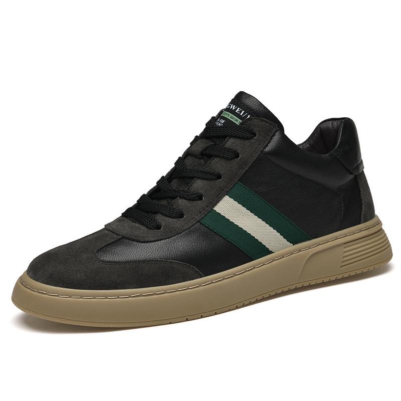 Men's Round Head Pigskin Simple Men's Casual Single Shoes Front Lace-up Loafers Breathable Flat Heel Beef Tendon Single Shoes Men's Shoes