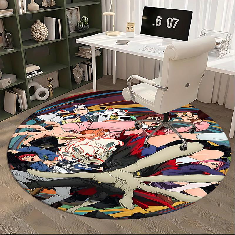 1pc Anime Demon Slayer Design Round Carpet - Office Chair Mat, Non-Slip Rug for Home Decor, Living Room