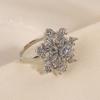 Light Luxury Snowflake Ring Sparkling Zircon Finger Ring Creative Rotatable Snowflower Ring  Party