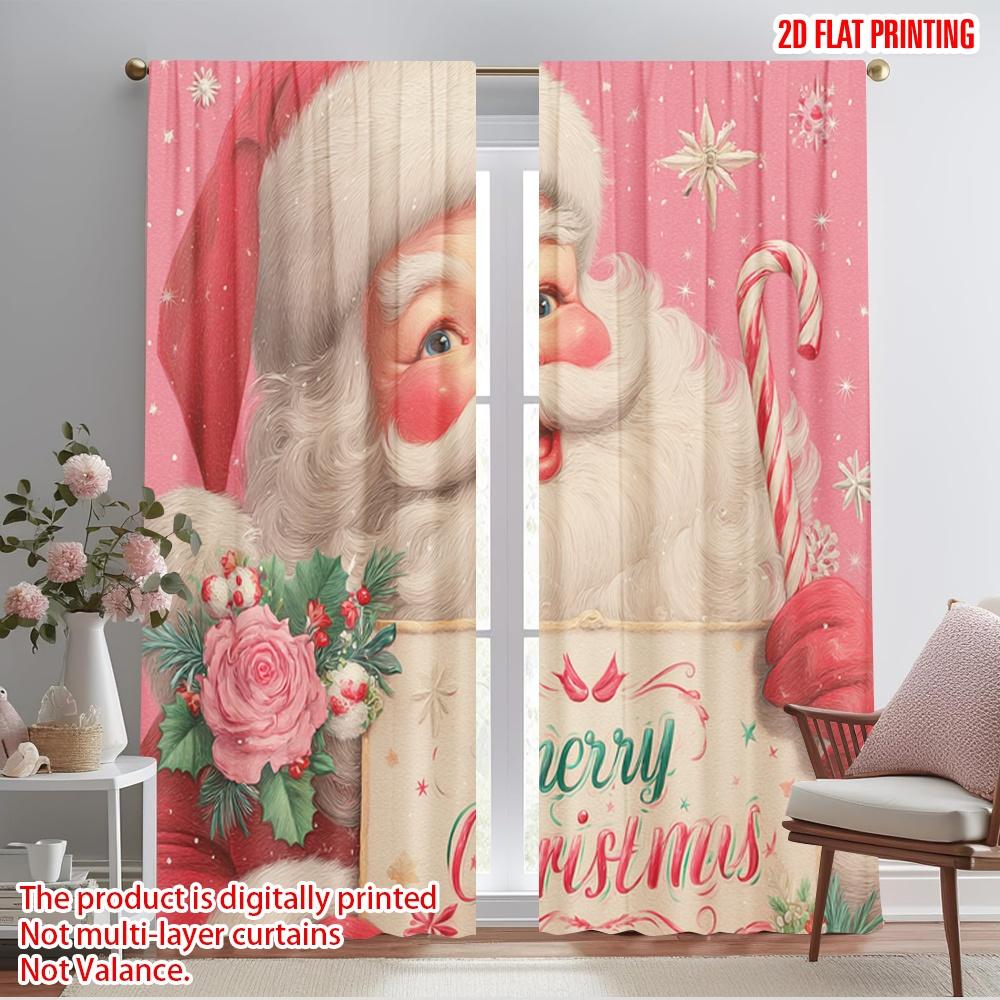 

2pcs,2D plane printing Curtain Popular Candy Cane& Floral Versatile Polyester Fabric (without rod) Room Decor Perfect for 52.50×116.00 CM 2pcs