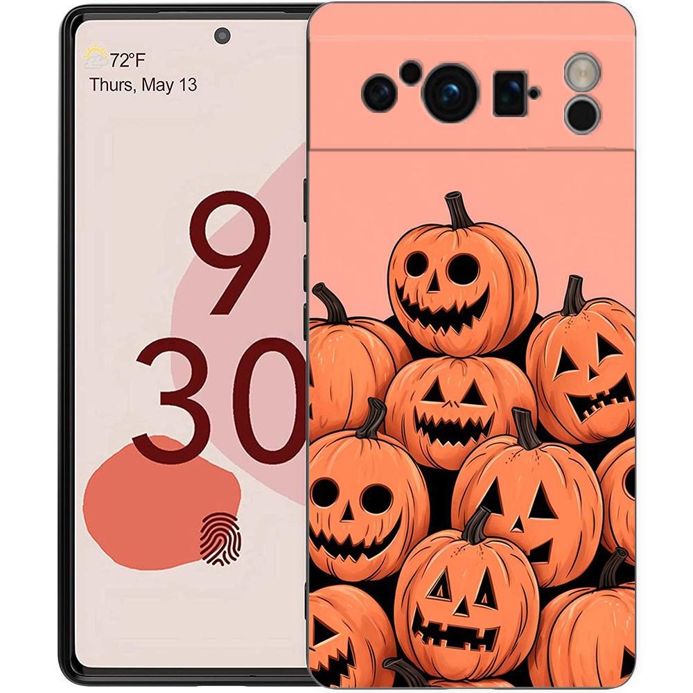 Autumn Leaves Fall Fox Pumpkin Halloween Phone Case For Google Pixel 8 A 7 6 Pro 6A 5G Black Soft Back Cover Silicone TPU Shell