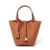Genuine Leather Women's Bag, Bucket Bag, Versatile Classic Vegetable Basket, Top Layer Cowhide Women's Bag, New Portable Bag