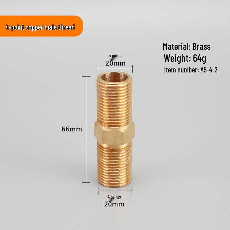 4-Point Dual Male Thread Antique Copper Pipe Extension Connector with Double Female Connection.