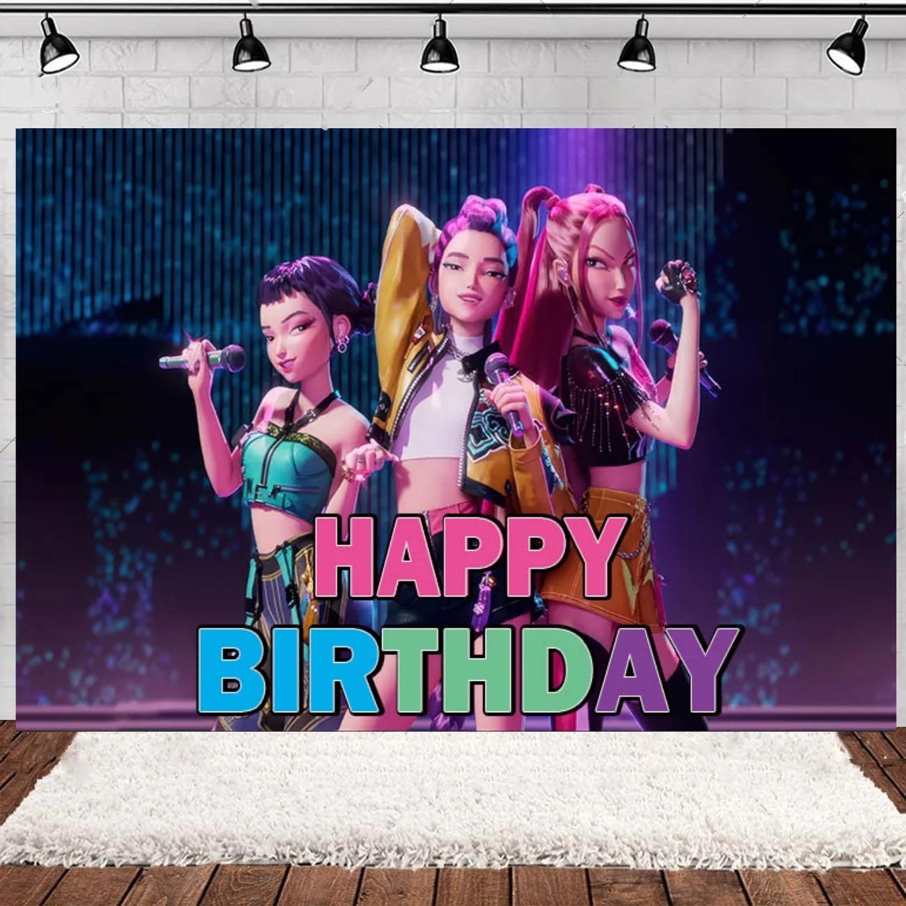 

K-Pop Охотники на демонов Аниме стиль Гобелен Домашний Декор спальни День рождения Вечеринка Ткань для фона вечеринки 100x75cm