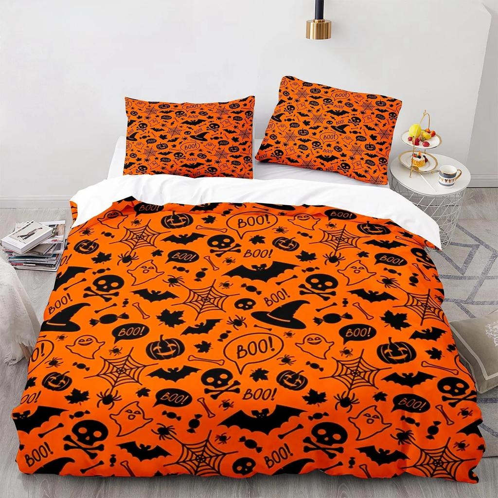 New 3D Print Halloween Boo Cartoon Bedding Set,Duvet Cover Bed Set Quilt Cover Pillowcase,King Queen Twin Size Boys Girls Adults