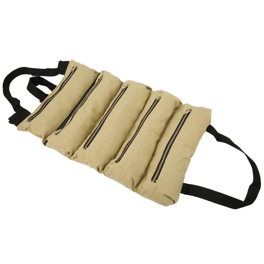 With 5 Zipper Pockets Tool Roll Up Pouch Heavy-Duty Wrench Tool Roll  Car Back Seat