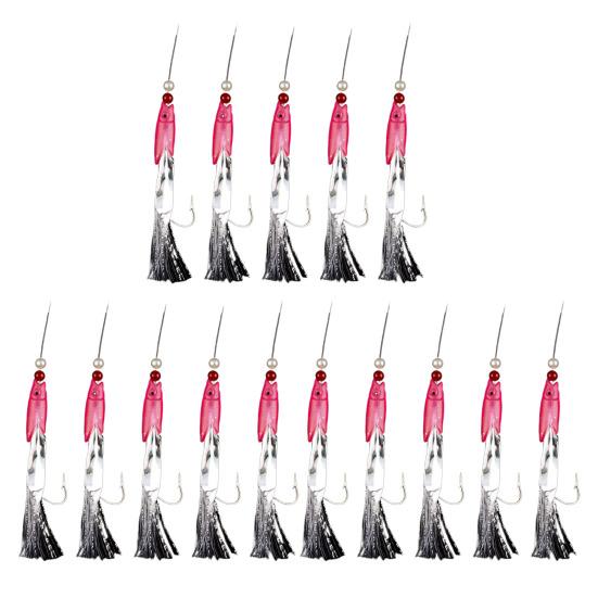 15/30Pcs Luminous Sabiki Rig Glow-in-the-dark Fish Skin Lure Rig Fishing Bait Rig with Hook Invisible Line Saltwater Freshwater Fishing Accessories