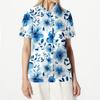 Women's Casual Short Sleeve Button Down Shirt Floral Print Open Front Collar Top Lightweight Summer Blouse Relaxed Fit