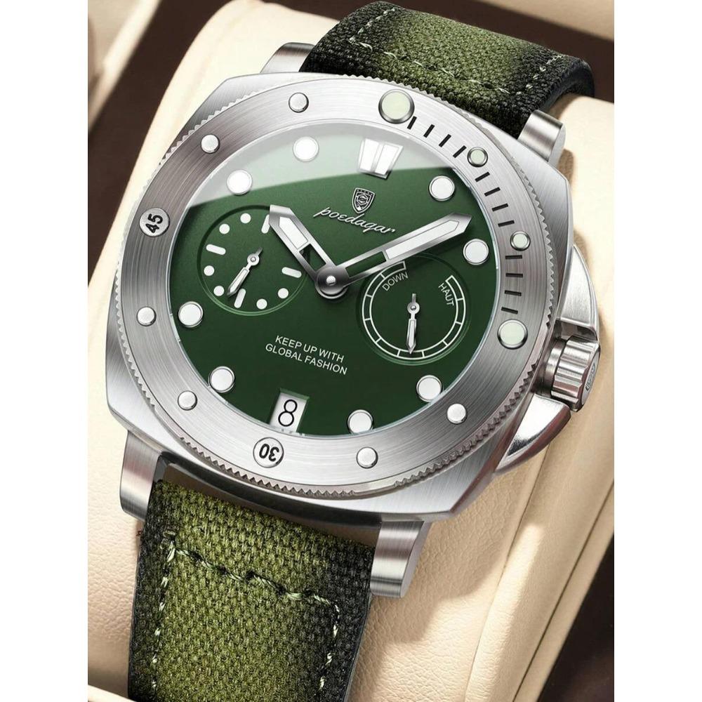 POEDAGAR High Quality Watches for Man Waterproof Luminous Date Exquisite Men Clock Nylon Leather Quartz Fashion Wristwatch