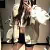Paski Damskie Topy Zamek Jesień Zima Y2k Bluzy Koreańskie Luźne Z Kapturem Retro Kurtka