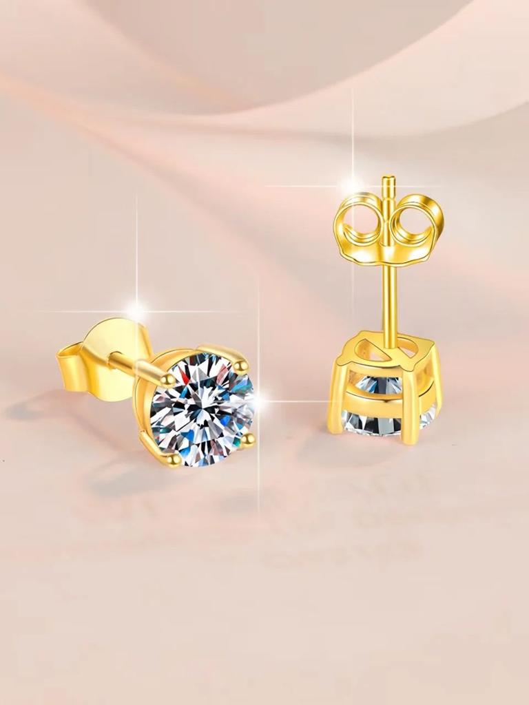 Ty 2.0Ct Moissanite Earrings for Women Lab Grown Diamond Ear Studs Silver Fine Jewelry Gift S925 Silver Earrings