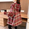Women's Retro Plaid Hooded Shirt Jacket, Winter 2025, Plus Velvet, Thick, Mid-Length, Cozy Style, Age-Defying