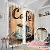 2pcs,2D plane printing Window Curtain Rustic Frame Polyester Fabric (without rod) Art Deco Festive Perfect for Living Room,