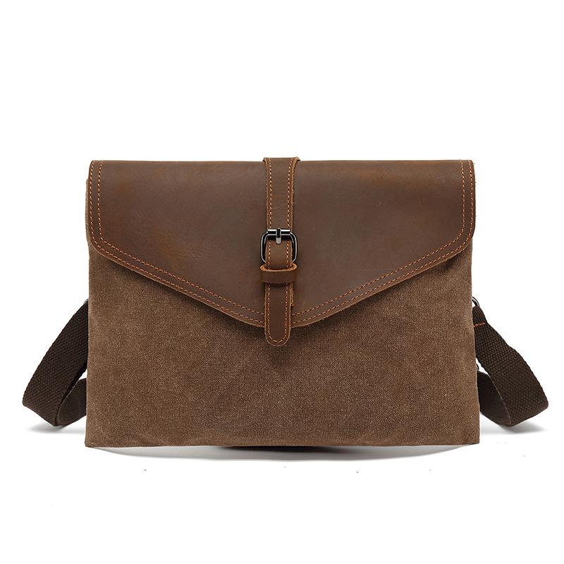 New Retro Handbag, Men's Trendy Handbag, Men's Envelope Bag, Waterproof Canvas Single Shoulder Crossbody Small Bag