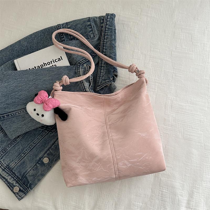 

Stylish Casual Shoulder Bag For Women Spring Summer Trendy Tote Bag Design Black White Pink Silver Without Pendant рожевий