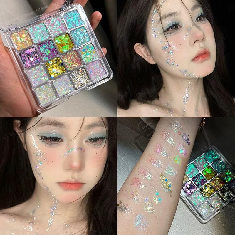 Fresh Korean Makeup Blue Purple Cut-off Makeup 18 Color Eyeshadow Plate Matte Pearlescent Purple Makeup Plate for Students Beginners