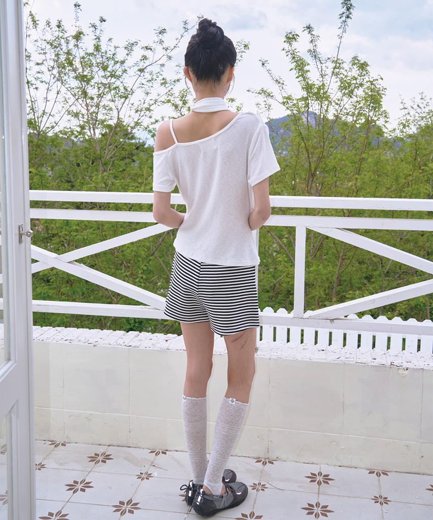 THE GREEN LAB Striped Shorts [White]