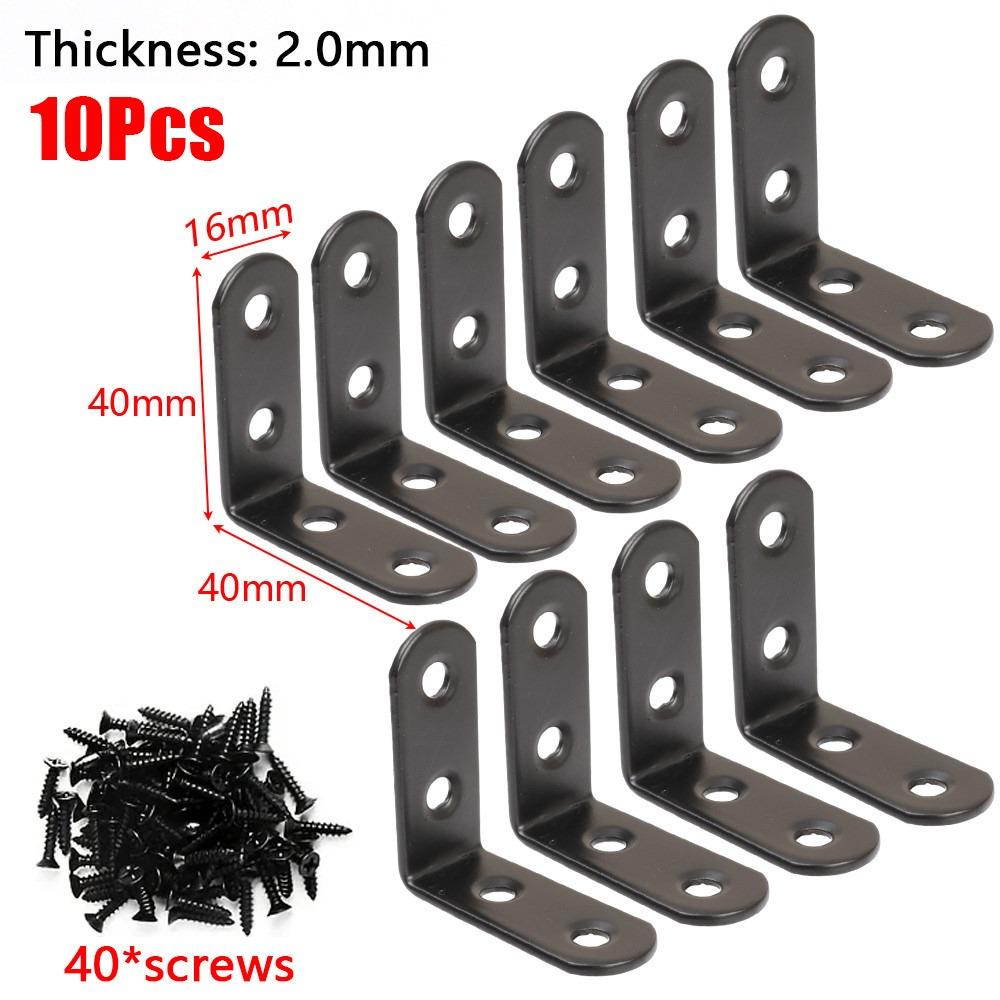 10Sets Furniture Fastener Corner Brace Joint Iron Shelf Support Bracket Durable Angle Bracket