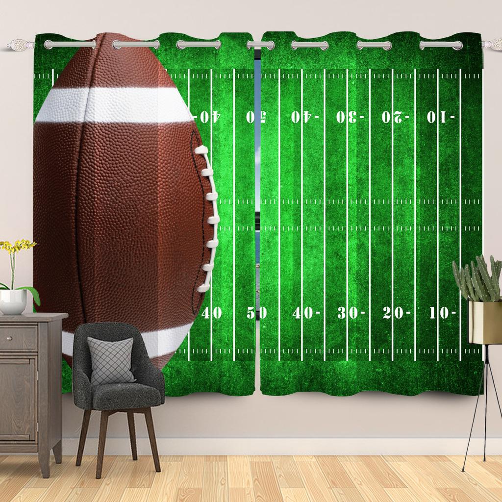 Light Blocking Sports Themed Curtains Multiple Designs Fan Bedroom Living Room Decor Top Window Drapes Curtain Polyester With Grommet Washable Ready