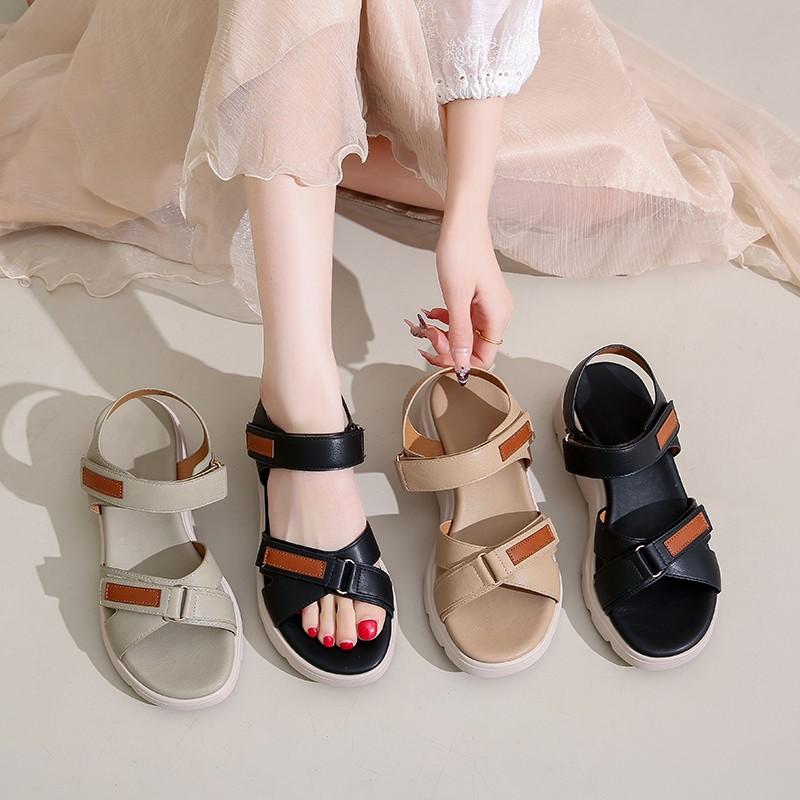 Fashion Women's Sandals Summer 2025 Casual Non-Slip PU Light Comfort Elastic Soft Hollow Platform Wedges High Heels Beach Shoes Woman