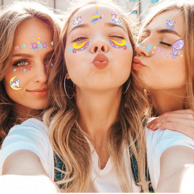 5Pcs Unicorn Temporary Tattoos Cute Rainbow Face Body Stickers For Music Festivalsparties Birthday Party Favors Gifts
