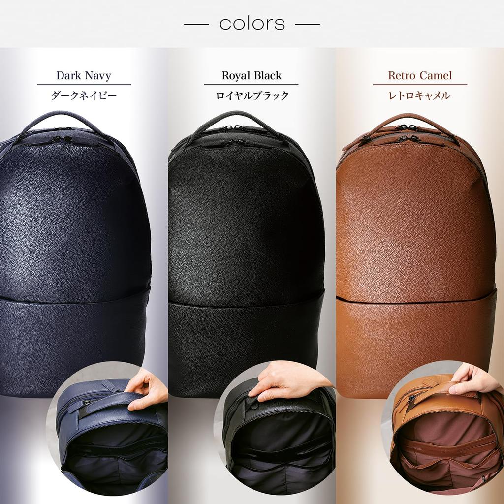 [BLUE SINCERE] Men's Genuine Leather Business Backpack, 15 Pockets, Large Capacity, Fits a 14-inch Laptop, 16L Capacity, Lightweight,