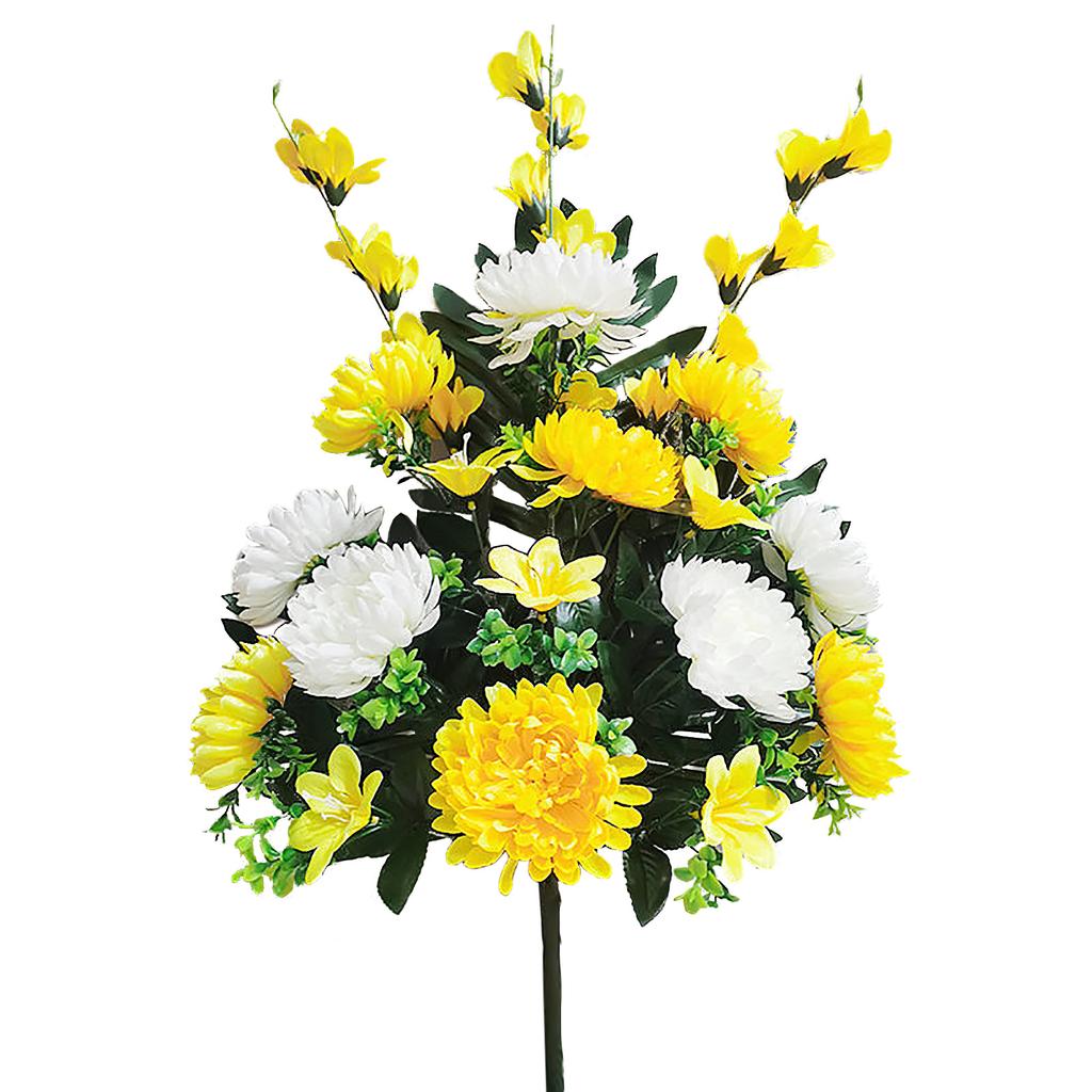19 Head Chrysanthemum Sacrificial Tomb Flowers Artificial Flowers for Sacrifice and Tomb Sweeping White Yellow