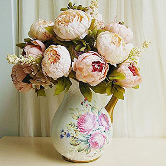 8 Heads Vintage Artificial Peony Flower Wedding Party Home Room Decoration Gift
