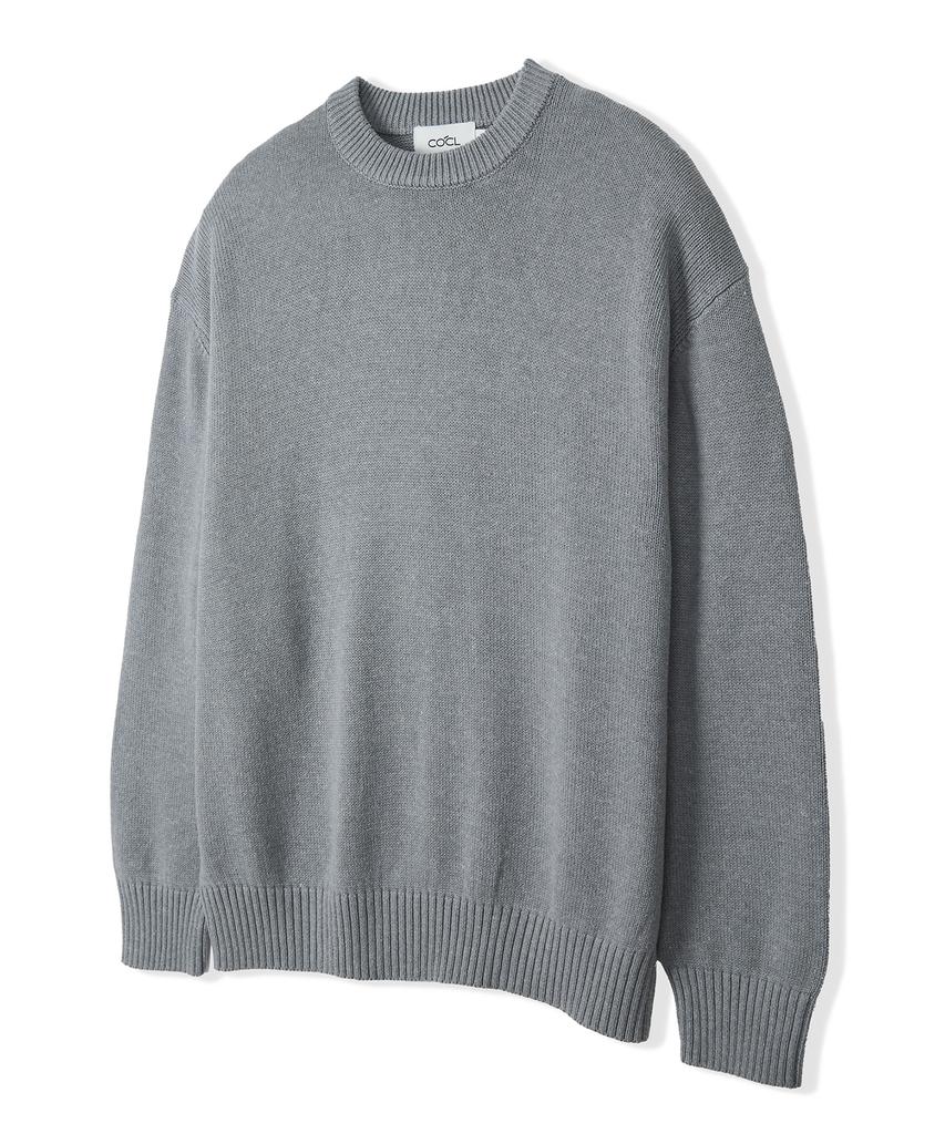 COSTUME O’CLOCK [Renewal Ver.] Soft Cotton Crew Neck Knit Vintage Brown Cooskt008Vbrown
