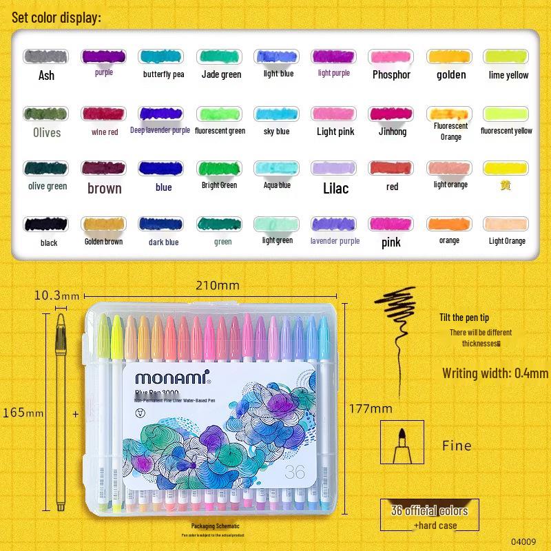 Muna Mei Monami Fiber Pen Fineliner - Journal & Watercolor Pen, 4009 Stationery
