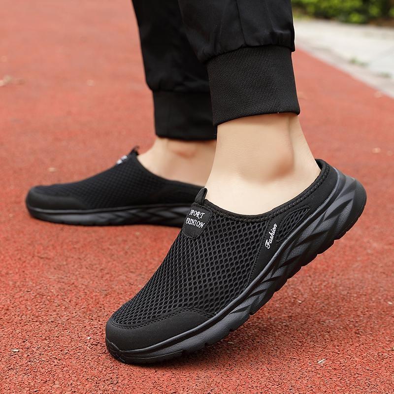 Casual Loafers Shoes Men Summer Half Shoes Slippers Slides Slip On Shoes Men Mesh Breathable Soft Comfortable Slippers for Men
