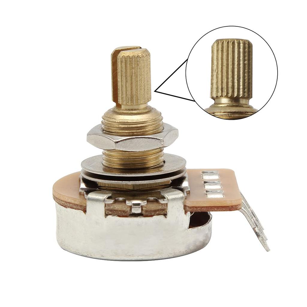 FLEOR Guitar Long Split Shaft Guitar Pack of 4 A500K+B500K Tone/Volume Pots, 24-Spline Potentiometers,