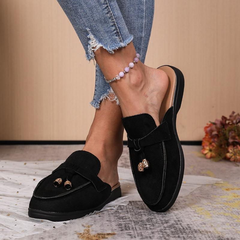 Women's Spring New Women's Wrap Head Half Drawback Wearing One Pedal Muller Lazy Shoes Casual Half Drawback