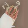 Elegant Alloy Hair Clip with Rhinestone Cat, Tassel Simulation Pearl Dangle, Cute Round Shape Fashion Hairpin Accessory for Women and Girls