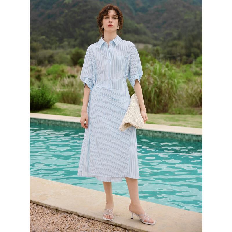 ELLE Striped Twisted Design A-Line Dress