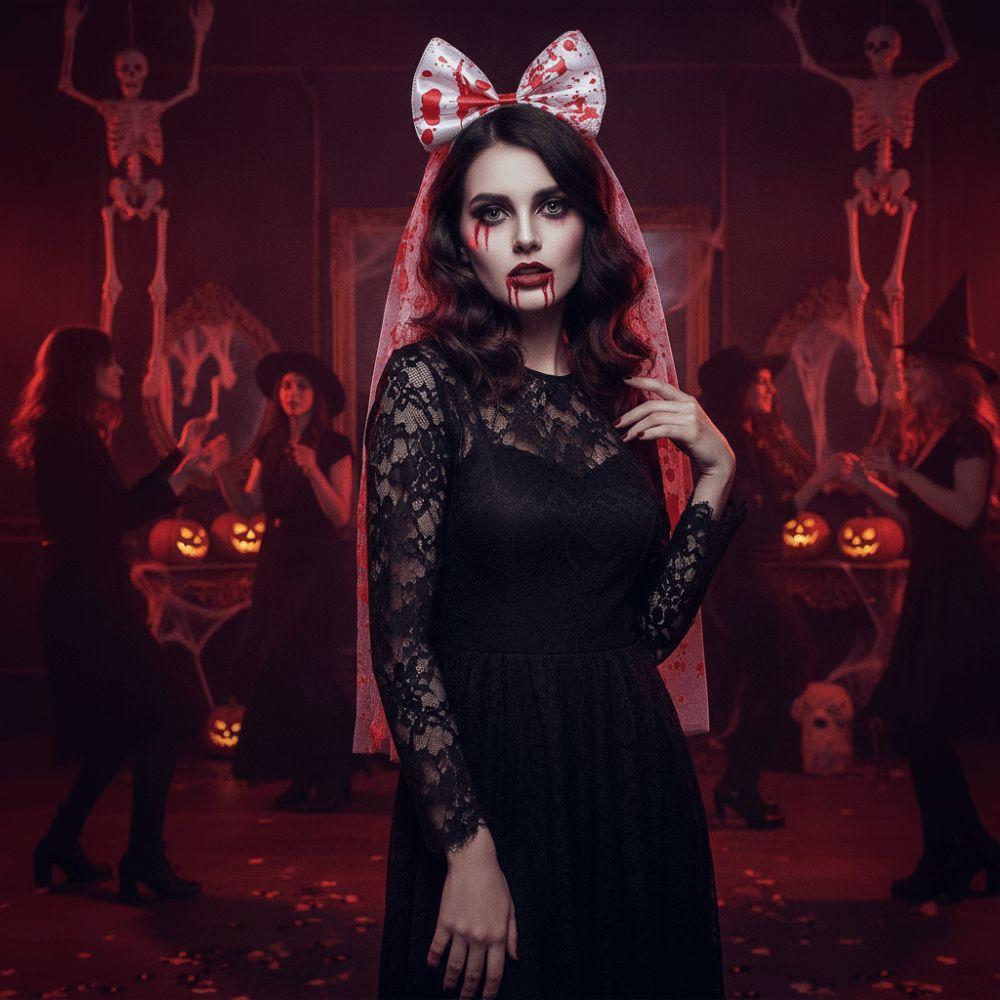 Vintage Halloween Rose Headband Gothic Style Cosplay Headdress Holiday Dress Up