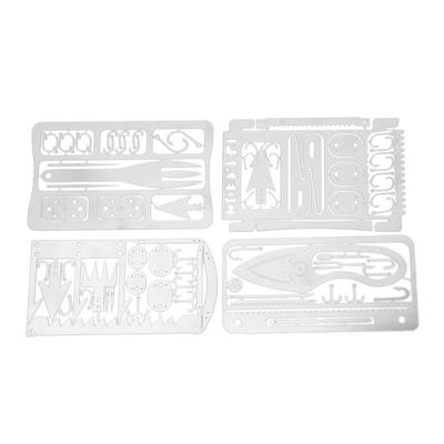 4Pcs Cartão de Pesca Multifuncional Aço Inoxidável Preservativo Cartão de Sobrevivência para Acampamento ao Ar Livre