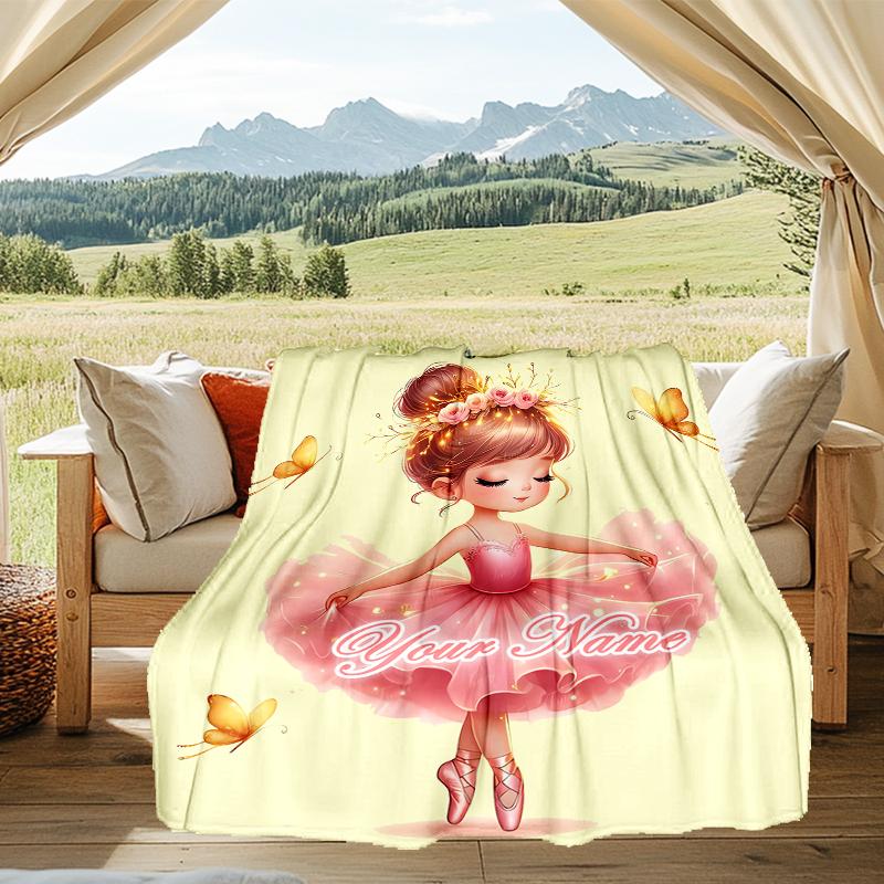 1PC Custom Name Butterflies Stars outdooor Flannel blankets Patterns Throw Blanket All-Season Soft Gift for Couch, Bed, Camping gifts