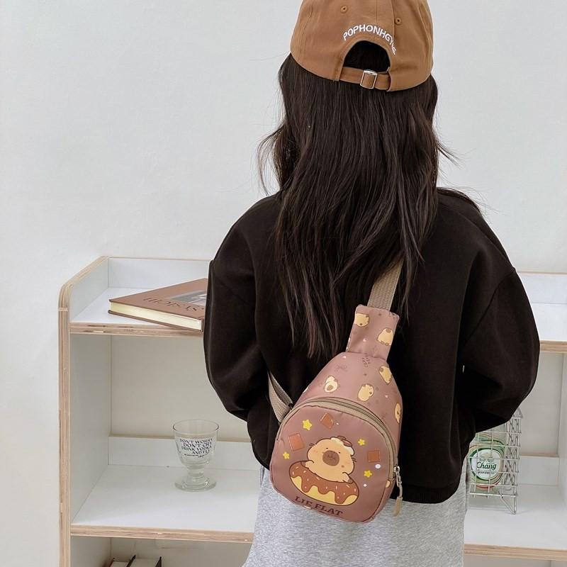 Printed Donut Capybara Shoulder Crossbody Chest Bags Children Cartoon Gifts