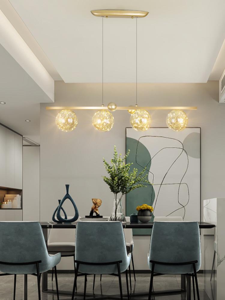Modern Creative Chandelier Circle Lights Clear Glass Ball Ceiling Hanging Lamp Romantic Star Living Room Decor Led Lighting Gold