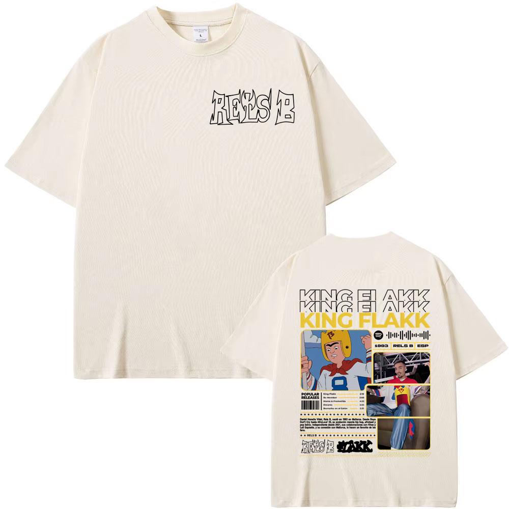 Rapper RELS B King Flakk Smile Album Cover T-shirt Men Women High Quality  Hip Hop Gothic T Shirts Oversized Pure Cotton T Shirt