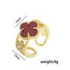 Fashion Ring Senior Sense of Light Luxury Four-leaf Clover Zirconia Ring Female Retro Opening Adjustable Ring