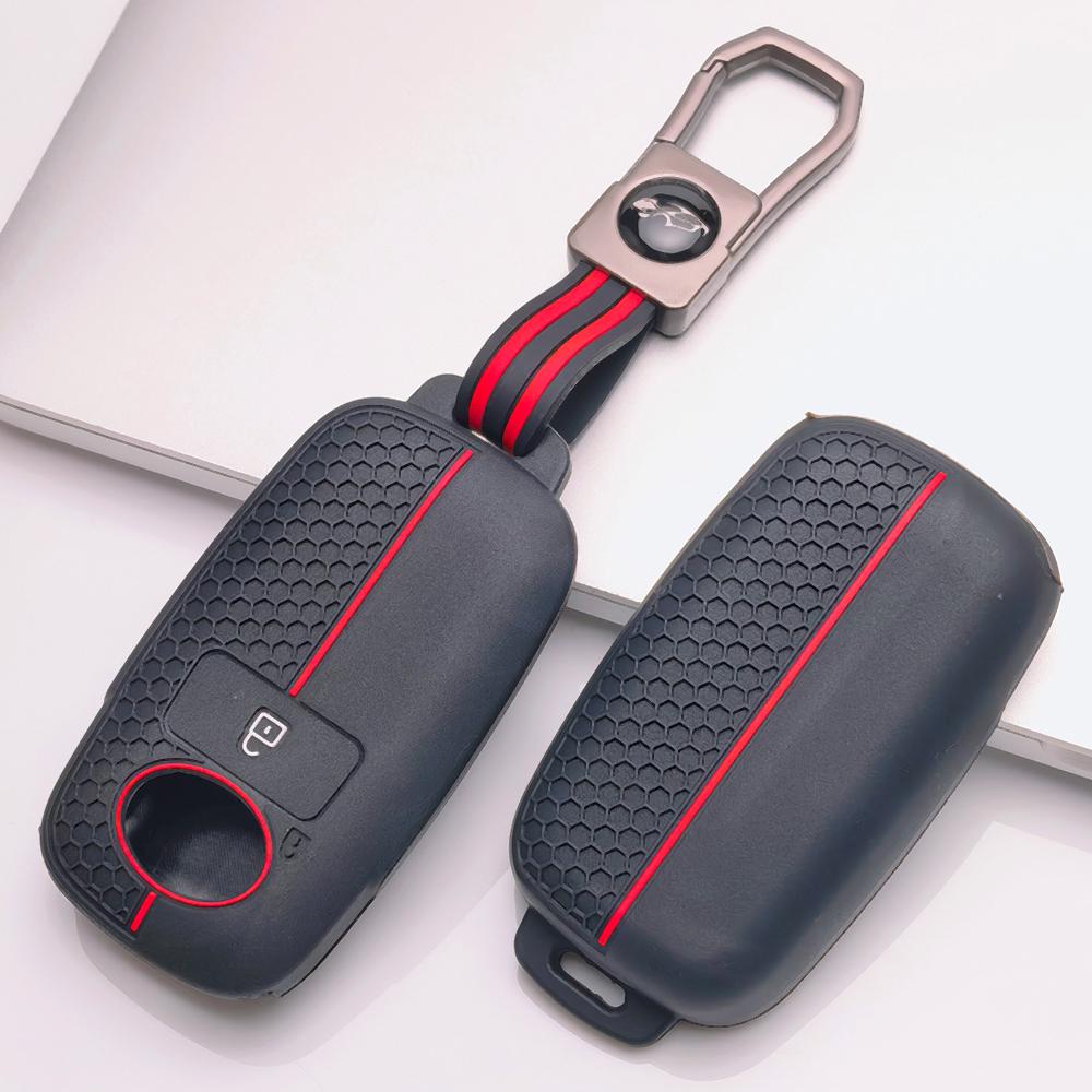 Soft Silicone Smart Key Sleeve for Toyota Raize Veloz Avanza Wigo Rush Calya Sigra with Keychain Honeycomb Texture Soft Silicone Smart Key Fob Sleeve