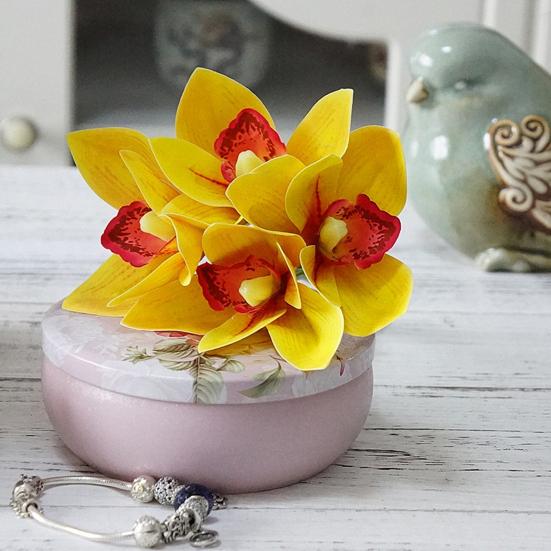 Artificial Flower Fine Workmanship Weather-resistant 4 Branches Real Touch Ultra Realistic Simulation