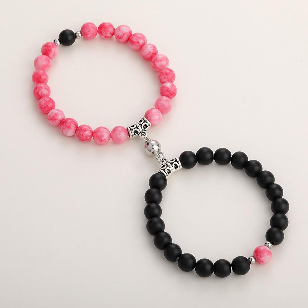 Braccialetti con coppia magnetica per donna Uomo Amanti romantici che abbinano il cuore Perline in pietra naturale Bracciale Yoga Gioielli regalo di San Valentino