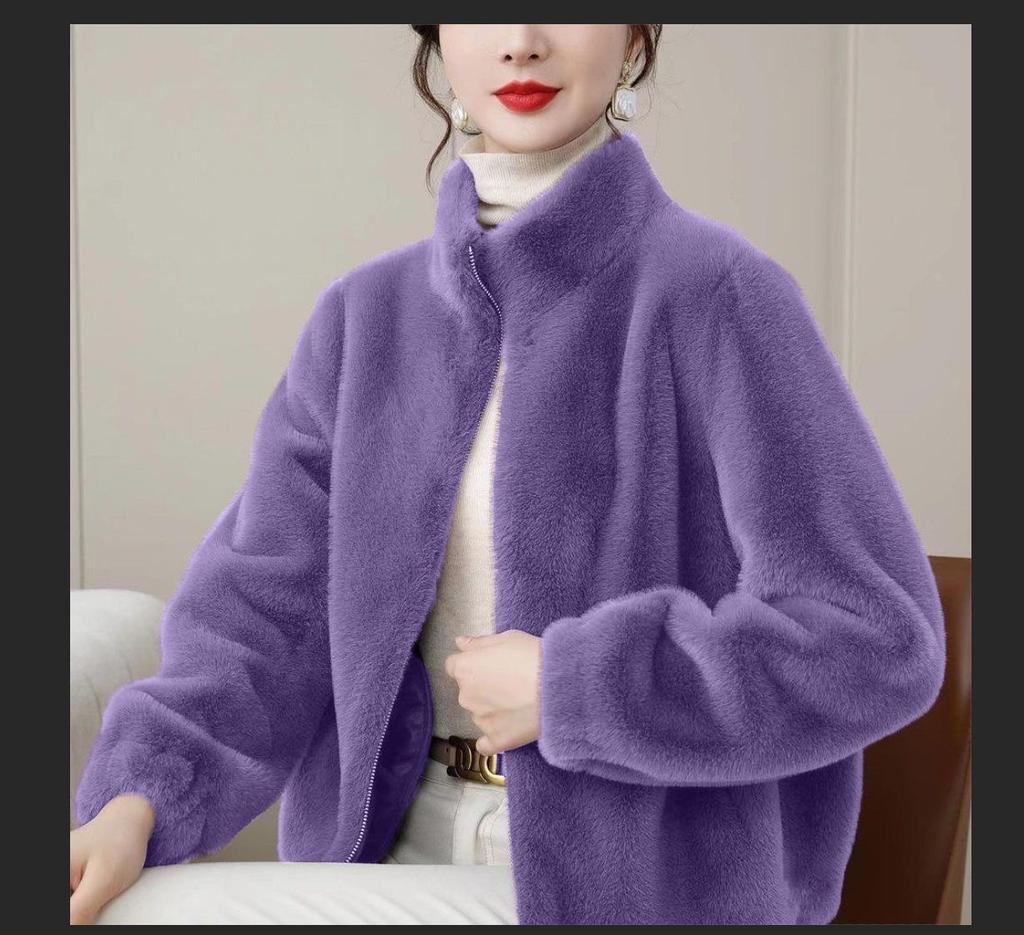 High-End Purple Stand Collar Cardigan: Stylish, Versatile, and Warm Women's Fashion for Autumn and Winter