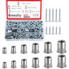 Breezliy 165-Piece Set of Aluminum Rivet Nuts, M10, M8, M6, M5, M4, and M3, Includes Blind Nuts, Shrimp Nuts, and Pull Rivets